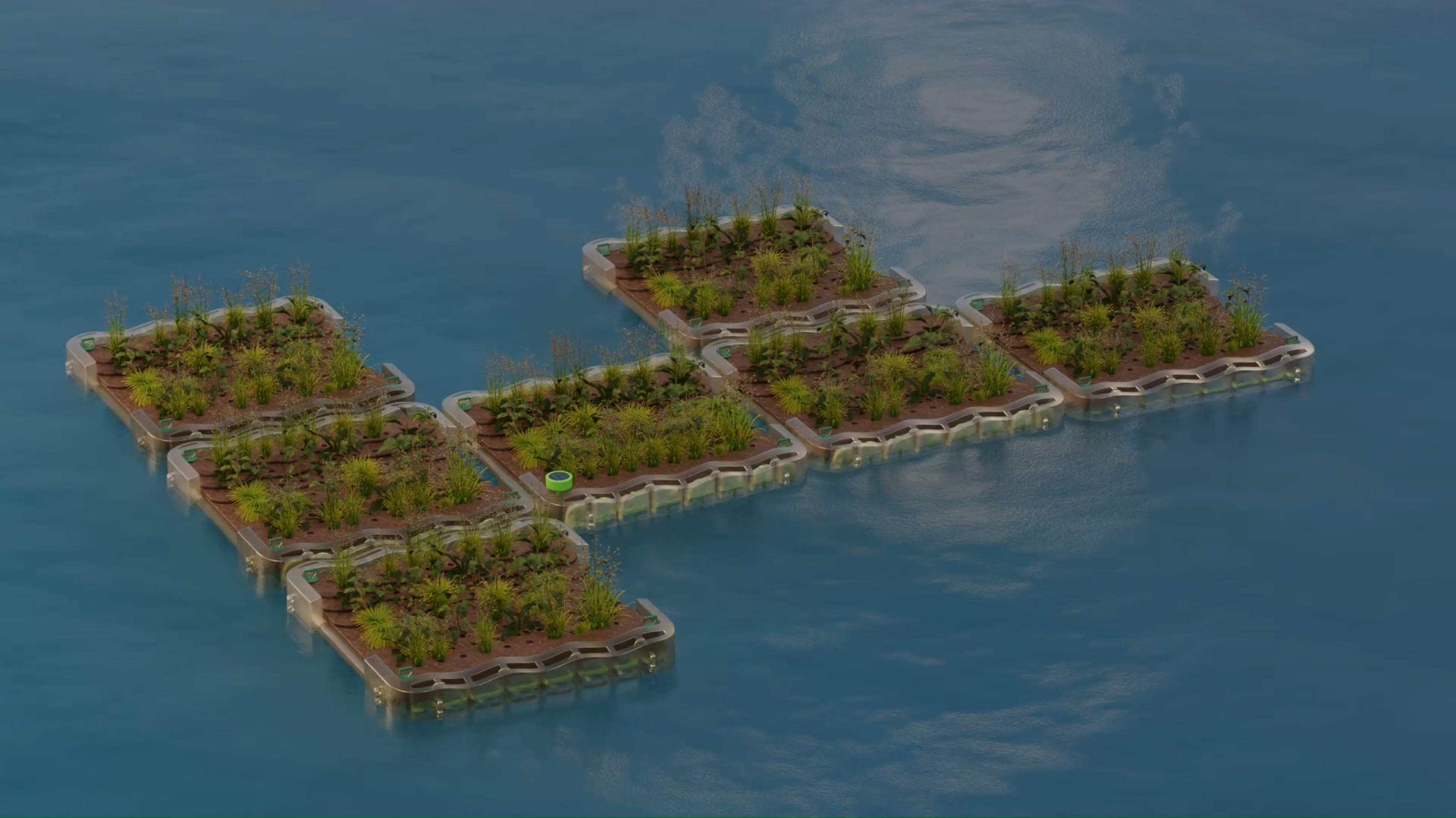 A image of a concrete sphere, balanced between two other larger spheres